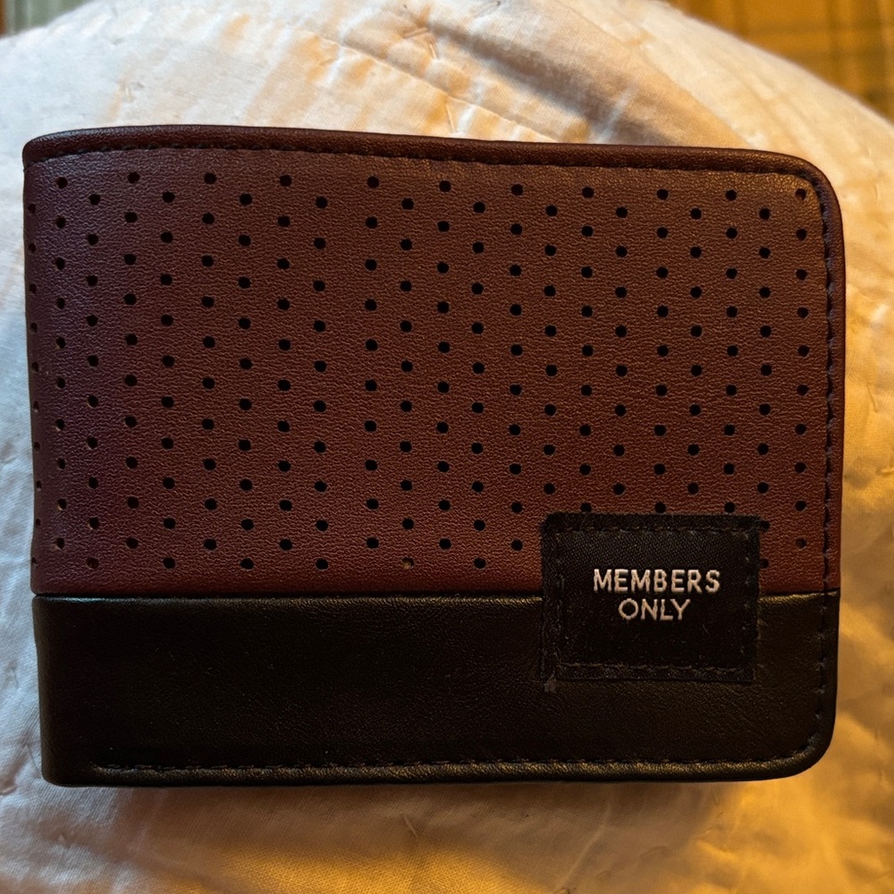 Members Only Perforated Brown and Black Card Holder